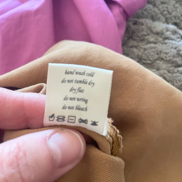 Harper Camel Lyocell Blouse Large Neutral Quiet Luxury Top - Picture 7 of 8